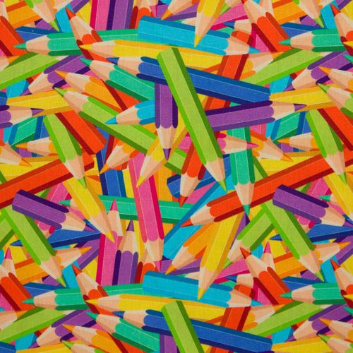 Katoen met kleurrijke potloden